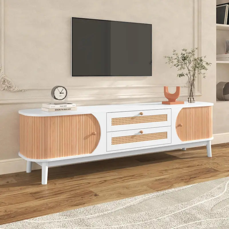 Meuble TV de style ferme moderne avec pieds en bois massif