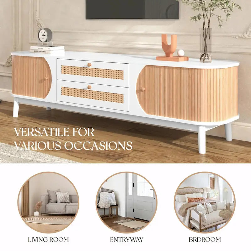 Meuble TV de style ferme moderne avec pieds en bois massif