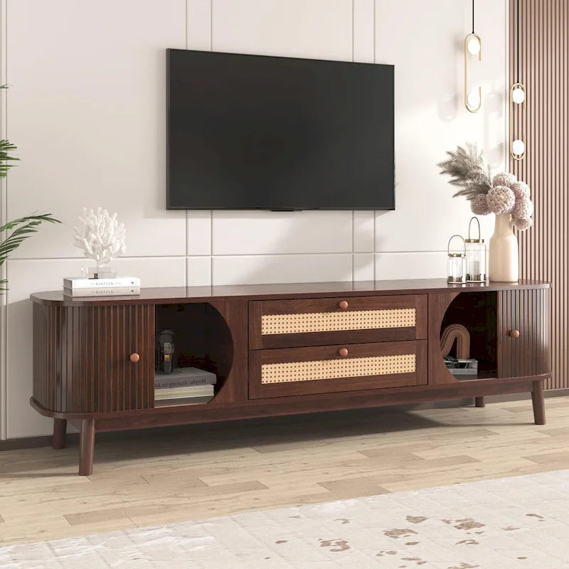 Meuble TV de style ferme moderne avec pieds en bois massif