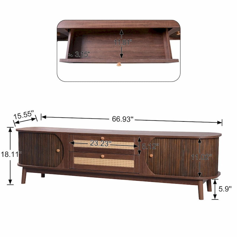 Meuble TV de style ferme moderne avec pieds en bois massif