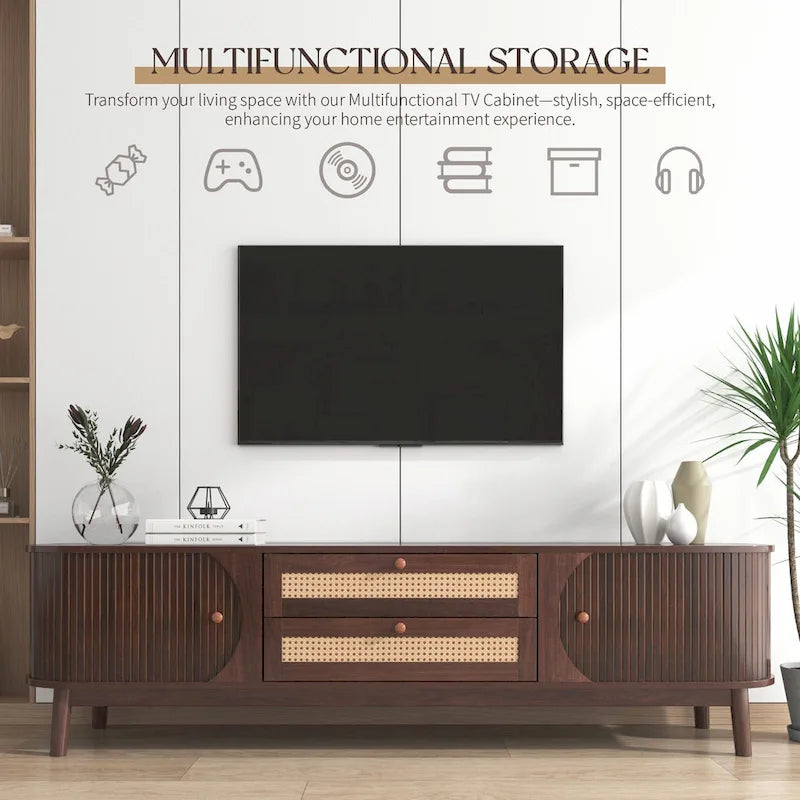 Meuble TV de style ferme moderne avec pieds en bois massif