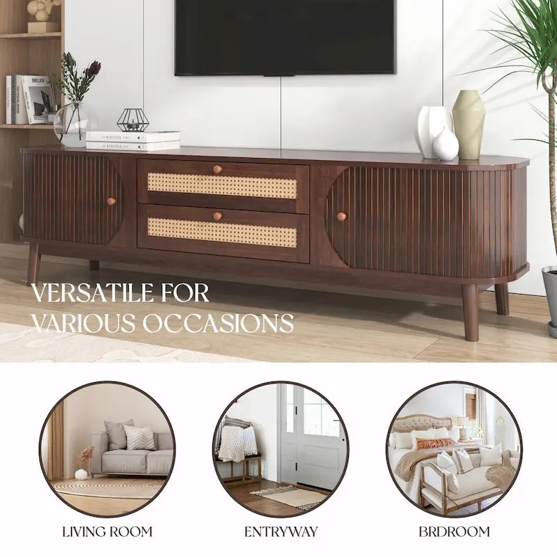 Meuble TV de style ferme moderne avec pieds en bois massif