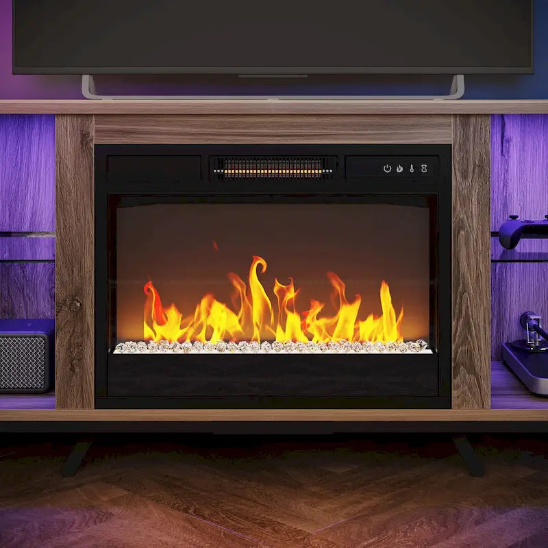 Meubles TV avec cheminée pour téléviseurs de 75 pouces Meuble TV console de divertissement de jeu - 71 pouces