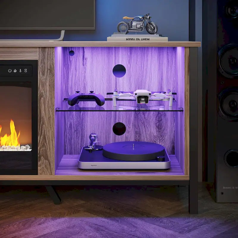 Meubles TV avec cheminée pour téléviseurs de 75 pouces Meuble TV console de divertissement de jeu - 71 pouces