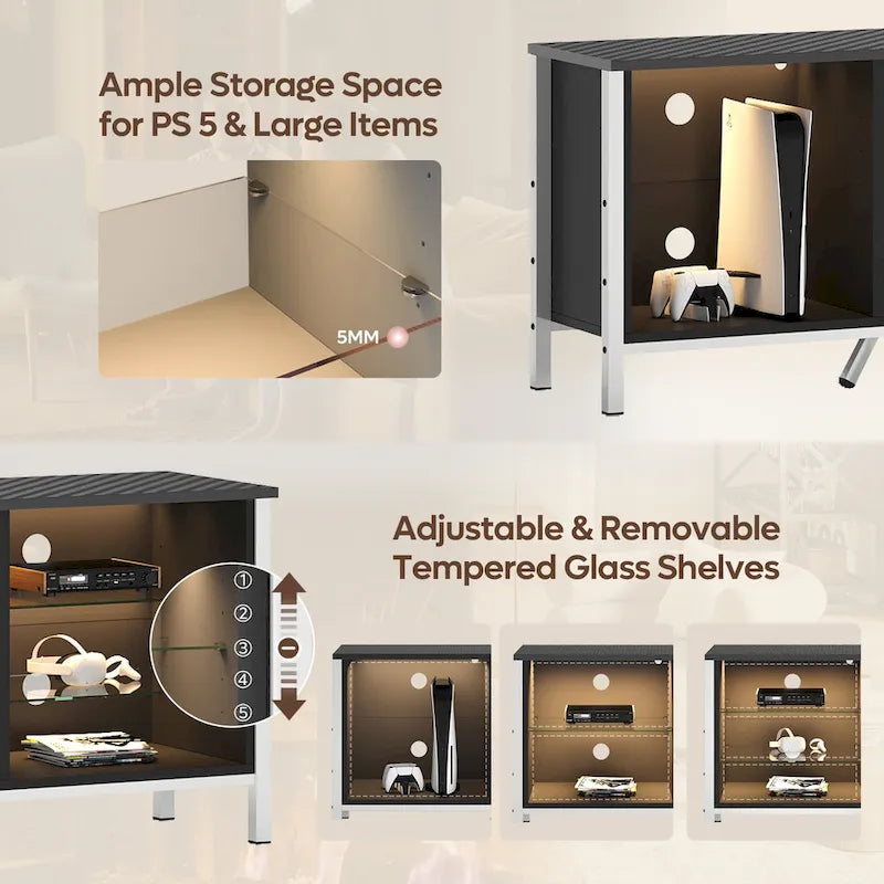 Meubles TV avec cheminée pour téléviseurs de 75 pouces Meuble TV console de divertissement de jeu - 71 pouces