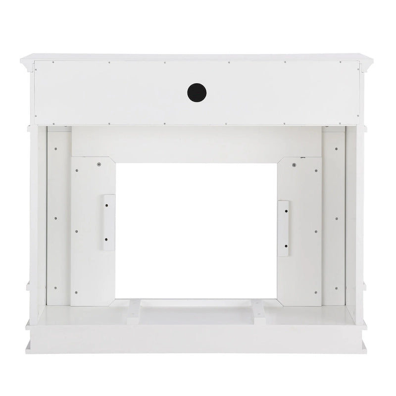 Cheminée électrique Occom SEI Furniture avec manteau en faux marbre et rangement média