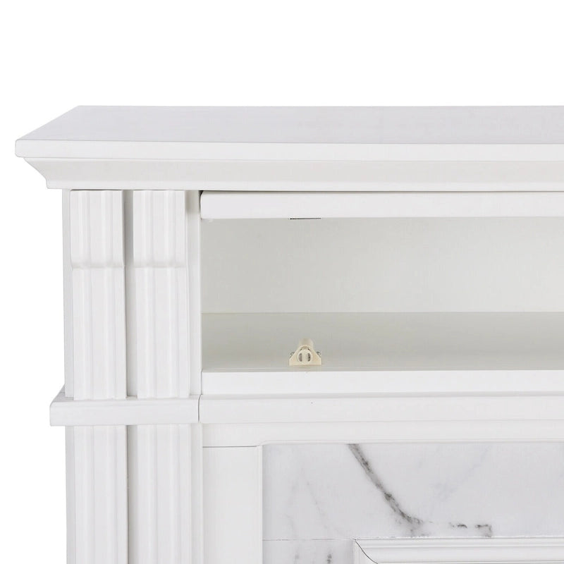 Cheminée électrique Occom SEI Furniture avec manteau en faux marbre et rangement média