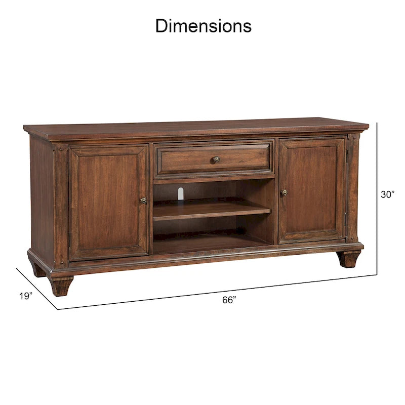 Meuble TV Harbor Point Rustic Cherry de 66 po – 66 po de largeur