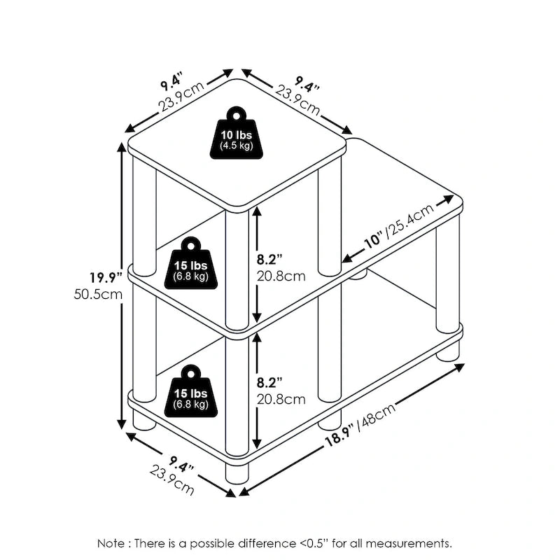 Meubles TV surélevés Furinno Turn-N-Tube sans outils à 2 niveaux