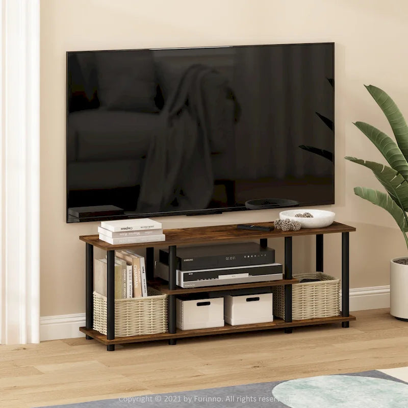 Meubles de télévision à 3 niveaux Furinno Turn-N-Tube 3D, sans outils