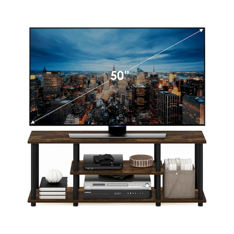 Meubles de télévision à 3 niveaux Furinno Turn-N-Tube 3D, sans outils