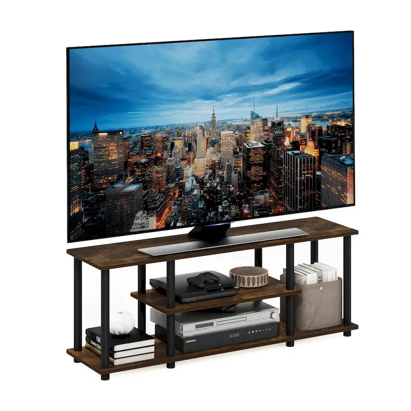 Meubles de télévision à 3 niveaux Furinno Turn-N-Tube 3D, sans outils