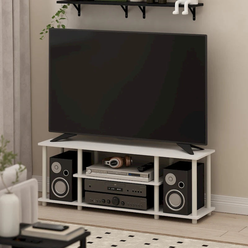Meubles de télévision à 3 niveaux Furinno Turn-N-Tube 3D, sans outils