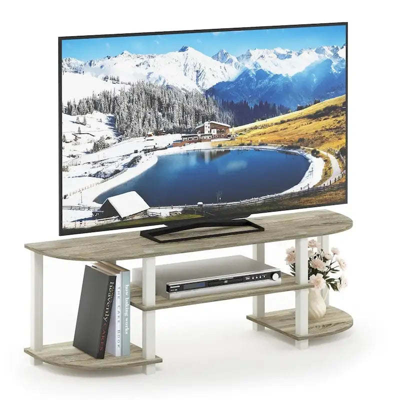 Furinno 11058 Meuble TV grand Turn-S-Tube, chêne Sonoma/blanc