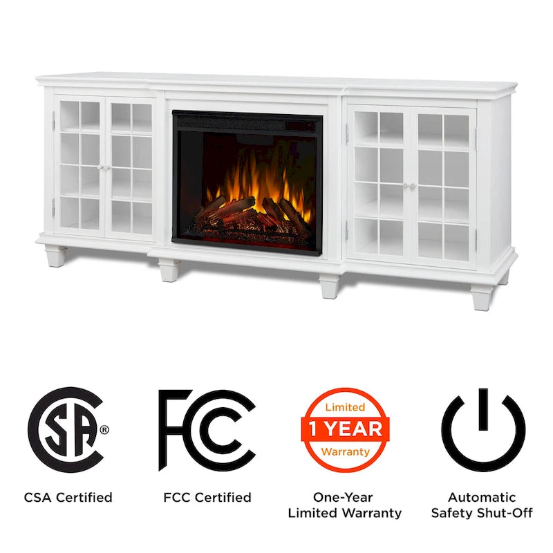 Meuble TV Marlowe 70 avec foyer électrique blanc par Real Flame