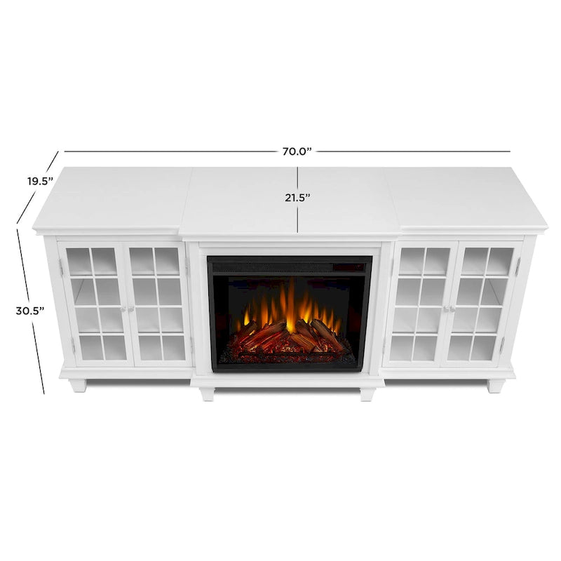 Meuble TV Marlowe 70 avec foyer électrique blanc par Real Flame