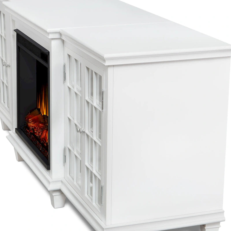 Meuble TV Marlowe 70 avec foyer électrique blanc par Real Flame