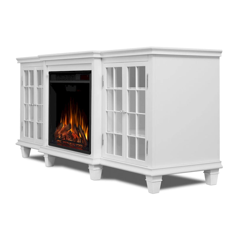 Meuble TV Marlowe 70 avec foyer électrique blanc par Real Flame