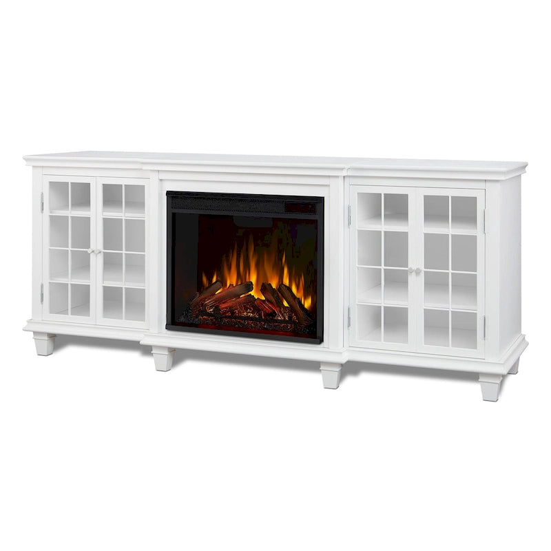Meuble TV Marlowe 70 avec foyer électrique blanc par Real Flame