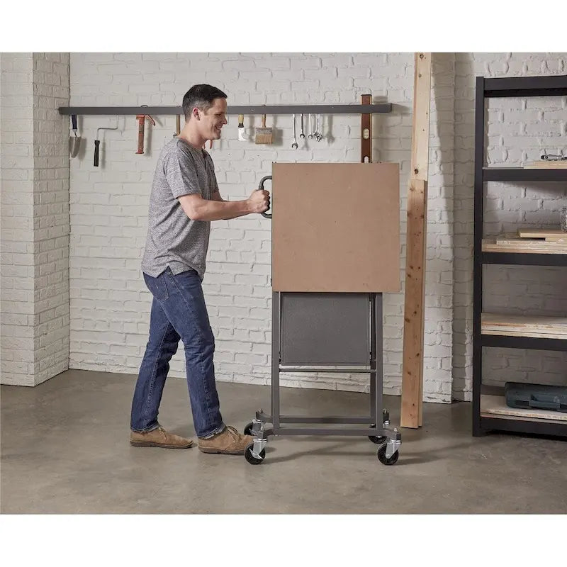 Table utilitaire grise / Établi avec roulettes verrouillables
