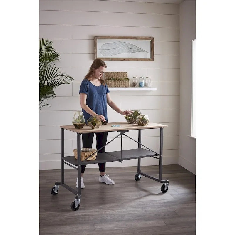 Table utilitaire grise / Établi avec roulettes verrouillables