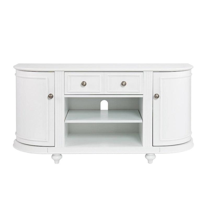 Meuble télé moderne blanc style ferme SEI Furniture Wells pour téléviseurs jusqu'à 46 po