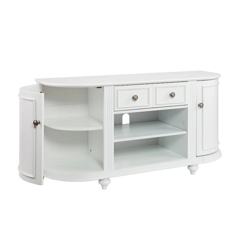 Meuble télé moderne blanc style ferme SEI Furniture Wells pour téléviseurs jusqu'à 46 po