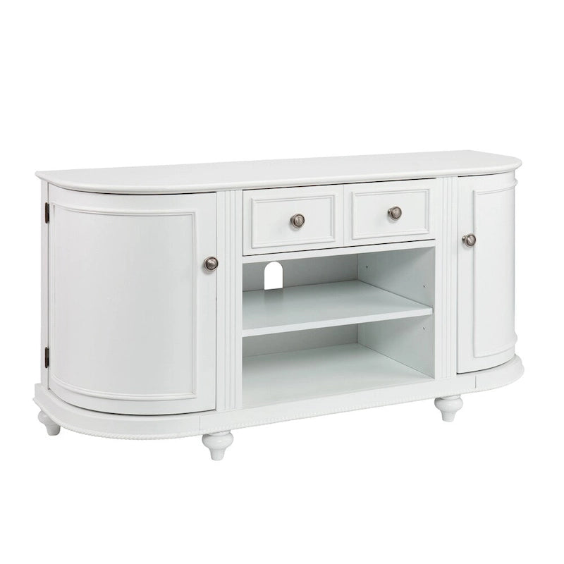 Meuble télé moderne blanc style ferme SEI Furniture Wells pour téléviseurs jusqu'à 46 po