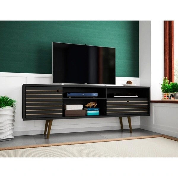 Meuble TV moderne Mid-Century à 4 étagères Liberty de 180 cm