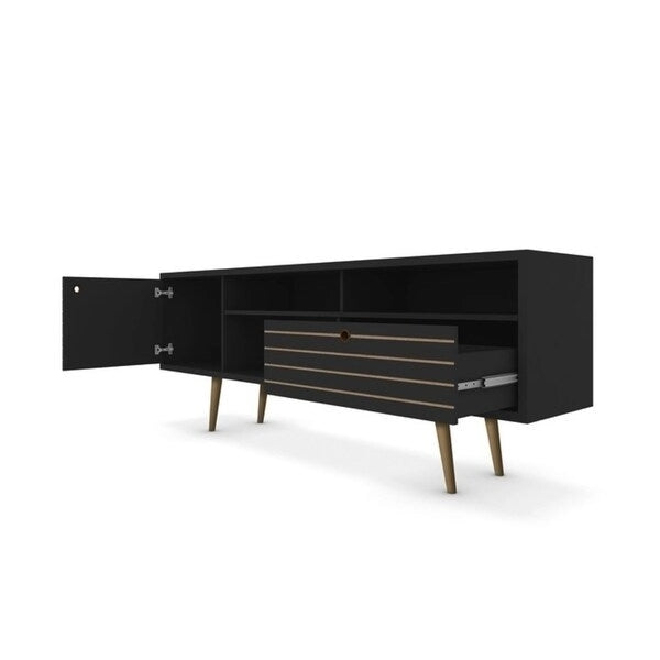 Meuble TV moderne Mid-Century à 4 étagères Liberty de 180 cm