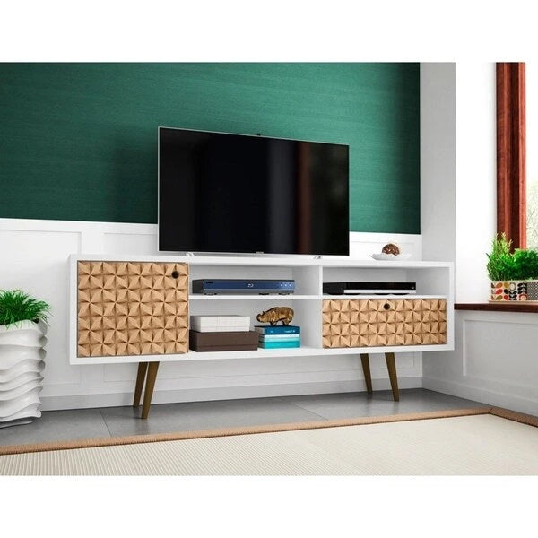 Meuble TV moderne Mid-Century à 4 étagères Liberty de 180 cm