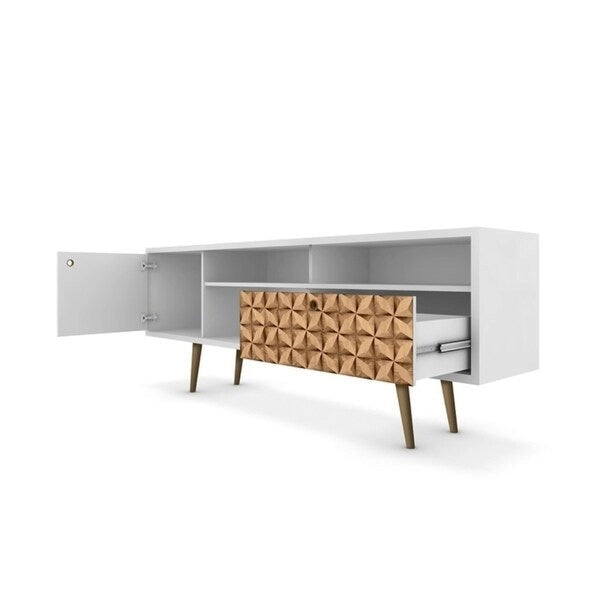 Meuble TV moderne Mid-Century à 4 étagères Liberty de 180 cm