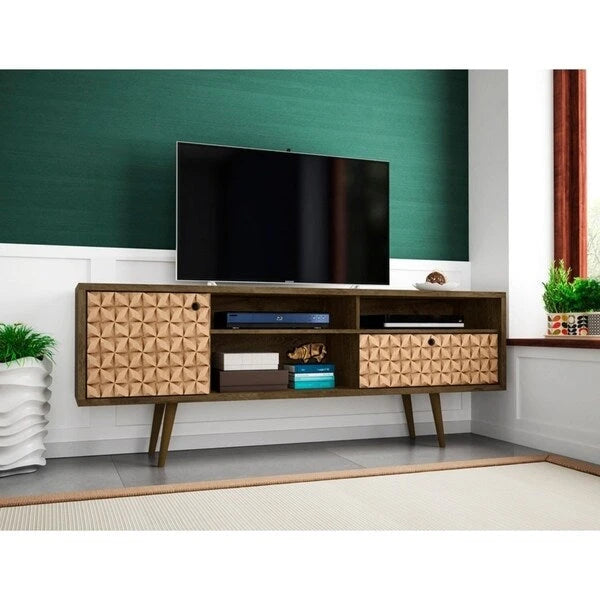Meuble TV moderne Mid-Century à 4 étagères Liberty de 180 cm