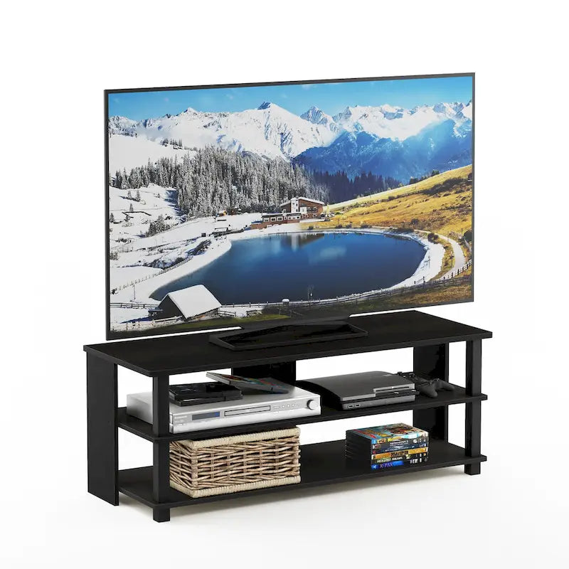 Meuble TV moderne à 3 niveaux Porch & Den Shelby Wood