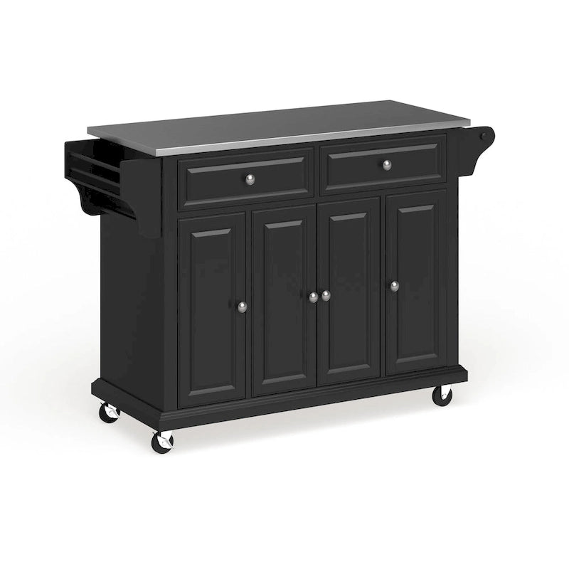 Chariot/îlot de cuisine pleine grandeur avec dessus en acier inoxydable fini noir – 18p x 51,5L x 36H
