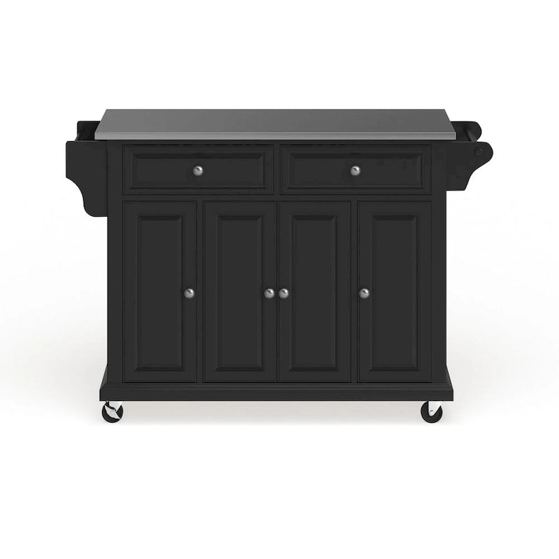 Chariot/îlot de cuisine pleine grandeur avec dessus en acier inoxydable fini noir – 18p x 51,5L x 36H