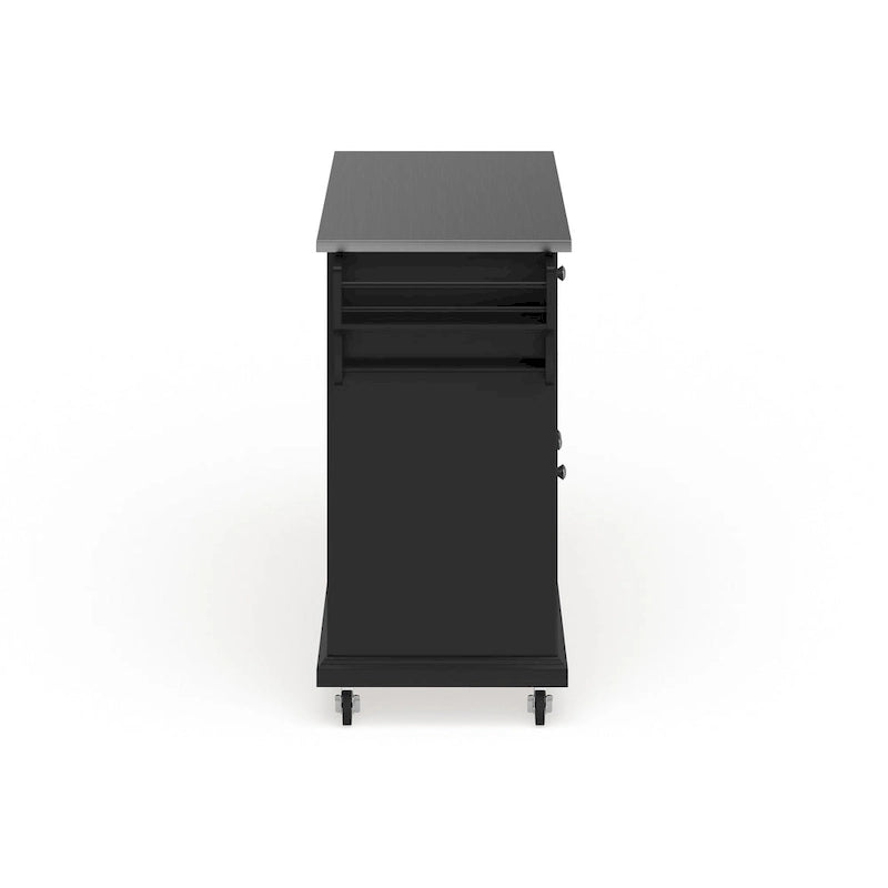 Chariot/îlot de cuisine pleine grandeur avec dessus en acier inoxydable fini noir – 18p x 51,5L x 36H