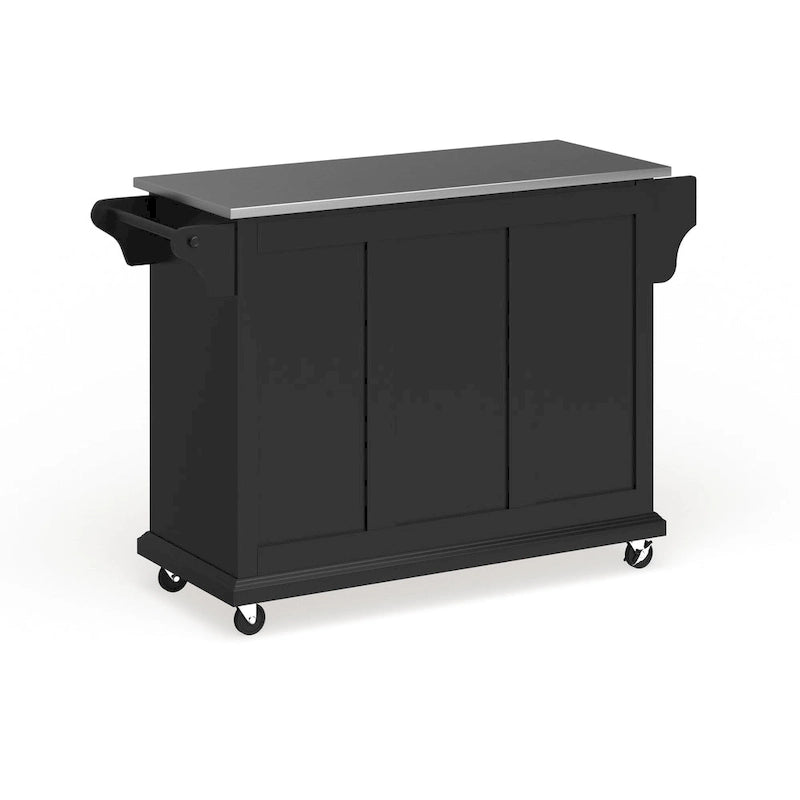 Chariot/îlot de cuisine pleine grandeur avec dessus en acier inoxydable fini noir – 18p x 51,5L x 36H