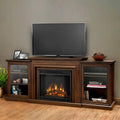 Cheminée électrique Frederick 72 avec meuble TV en chêne marron de Real Flame - 72L x 15.5W x 30.1H