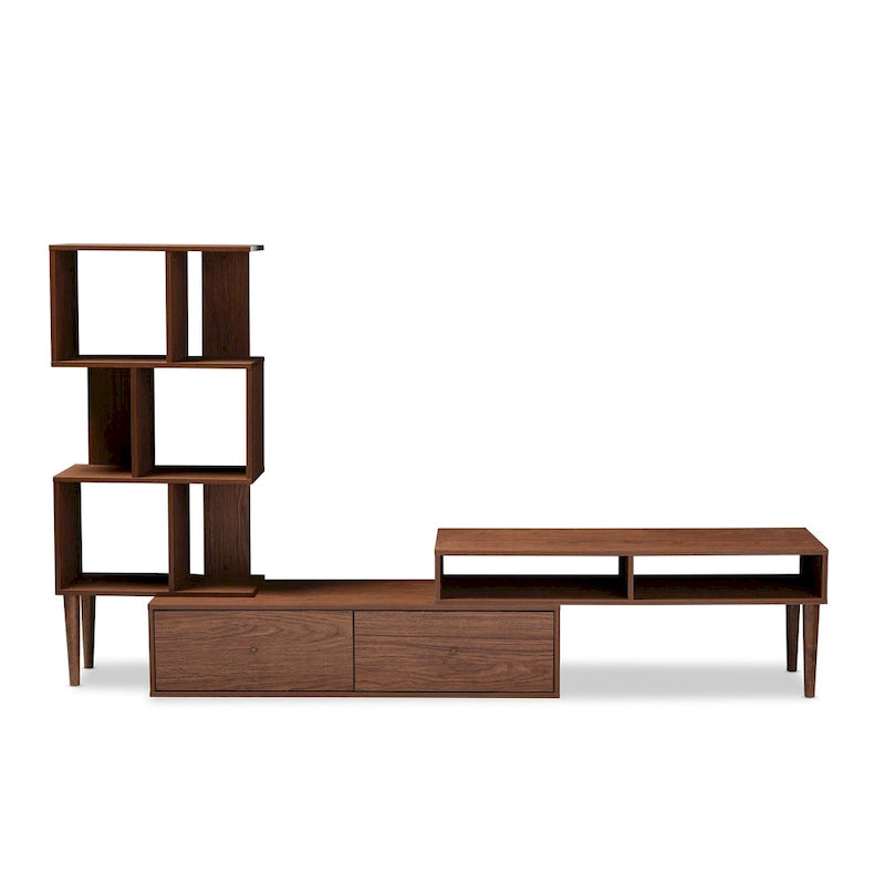Meuble TV en bois brun moyen Carson Carrington Sakskøbing de style Mid-century