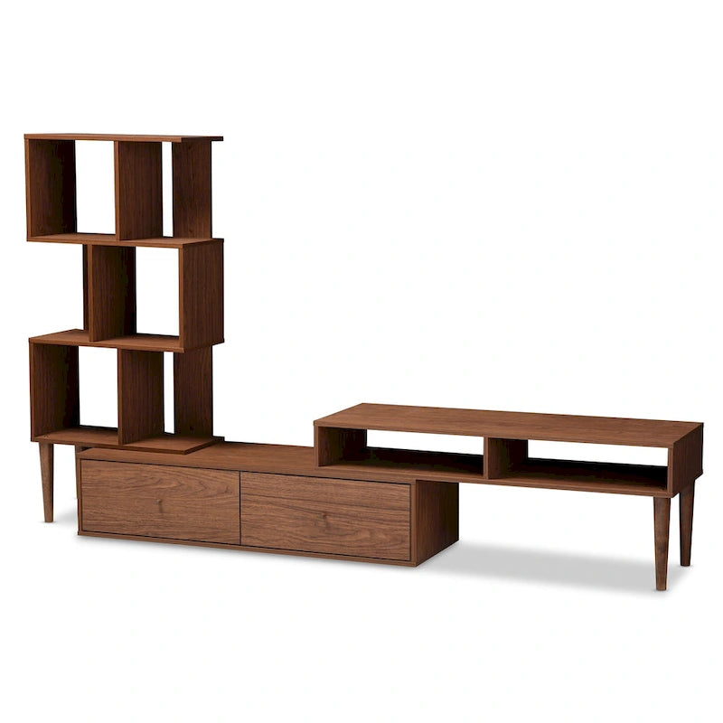 Meuble TV en bois brun moyen Carson Carrington Sakskøbing de style Mid-century