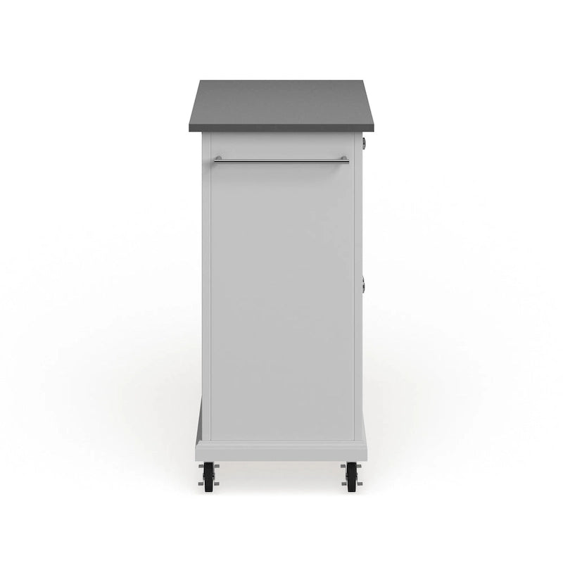 Desserte/îlot de cuisine portable en bois blanc compact avec plateau en acier inoxydable – 45,7 P x 78,7 L x 90,2 H cm