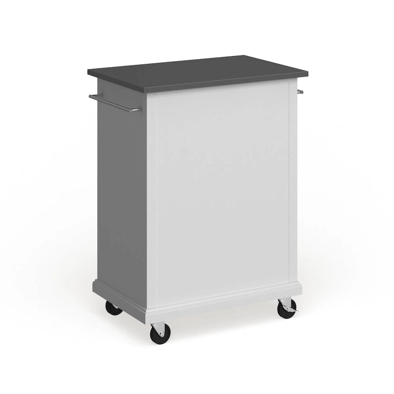 Desserte/îlot de cuisine portable en bois blanc compact avec plateau en acier inoxydable – 45,7 P x 78,7 L x 90,2 H cm