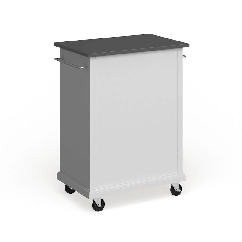 Desserte/îlot de cuisine portable en bois blanc compact avec plateau en acier inoxydable – 45,7 P x 78,7 L x 90,2 H cm
