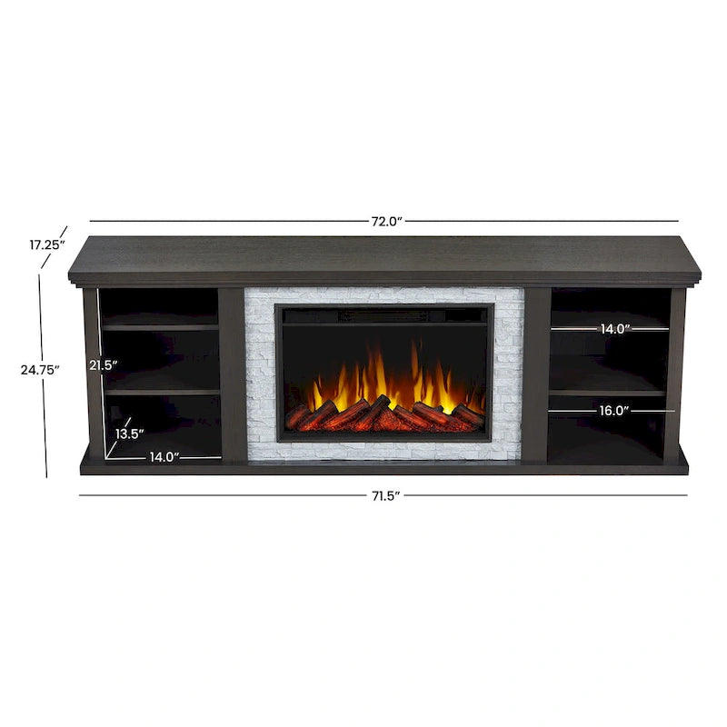 Meuble TV pour cheminée électrique mince Kenai 72 en chêne foncé par Real Flame