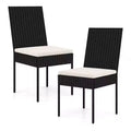 Costway PE Wicker Patio Chairs Set of 2/4 Outdoor Dining Chairs with Cushions