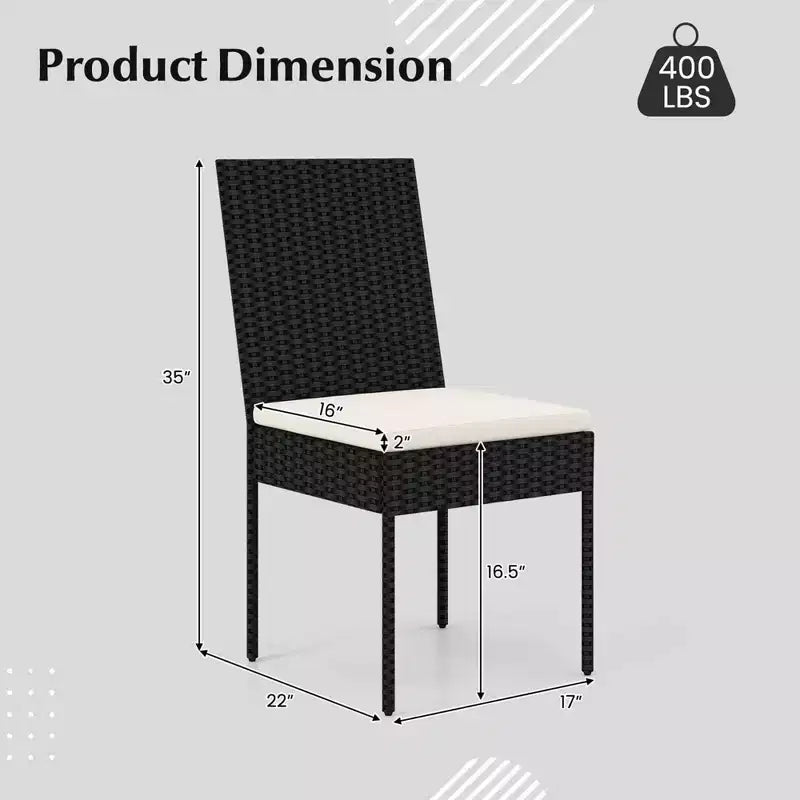 Costway Lot de 2/4 chaises de patio en osier de polyéthylène, chaises de salle à manger d'extérieur avec coussins
