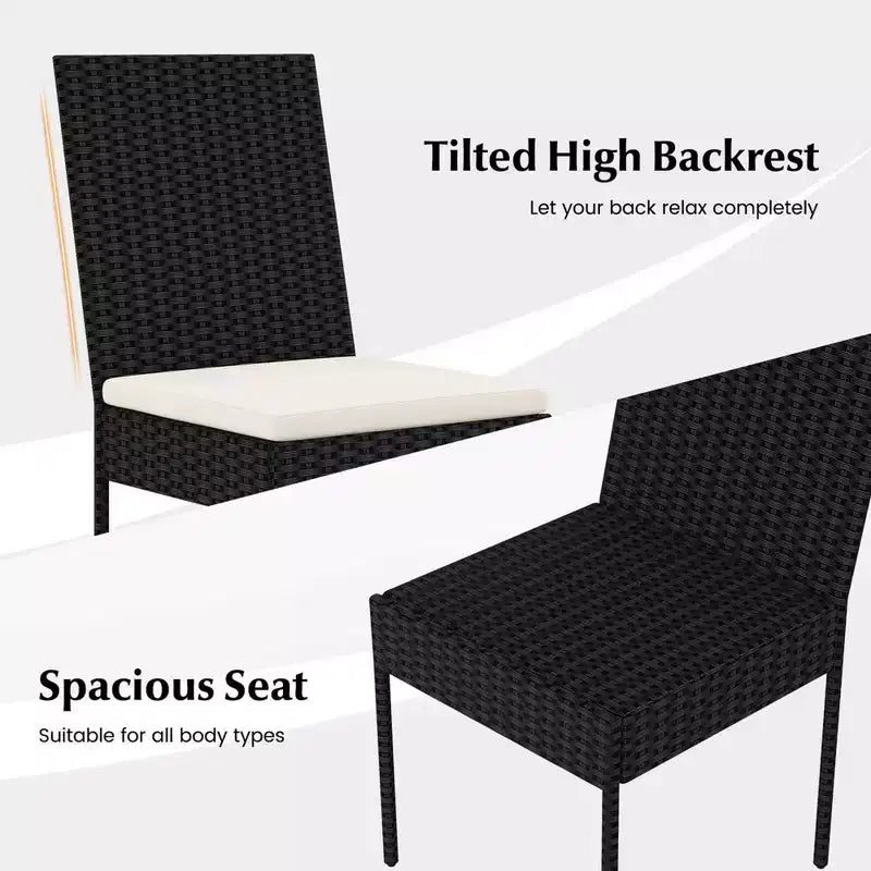 Costway Lot de 2/4 chaises de patio en osier de polyéthylène, chaises de salle à manger d'extérieur avec coussins