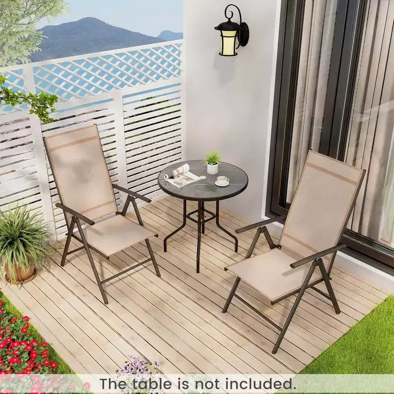Lot de 2 chaises de salle à manger pliantes Costway pour patio avec dossier haut réglable sur 7 niveaux pour jardin Marron/Noir