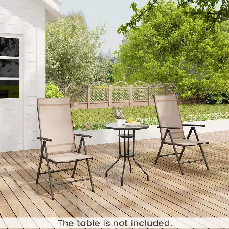 Lot de 2 chaises de salle à manger pliantes Costway pour patio avec dossier haut réglable sur 7 niveaux pour jardin Marron/Noir